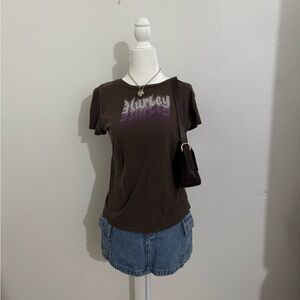 Hurley Brown and Purple Graphic Tee